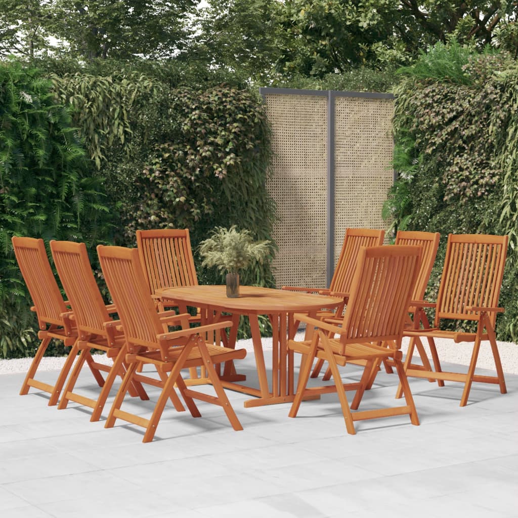 NNEVL Folding Garden Chairs 8 pcs Solid Wood Eucalyptus