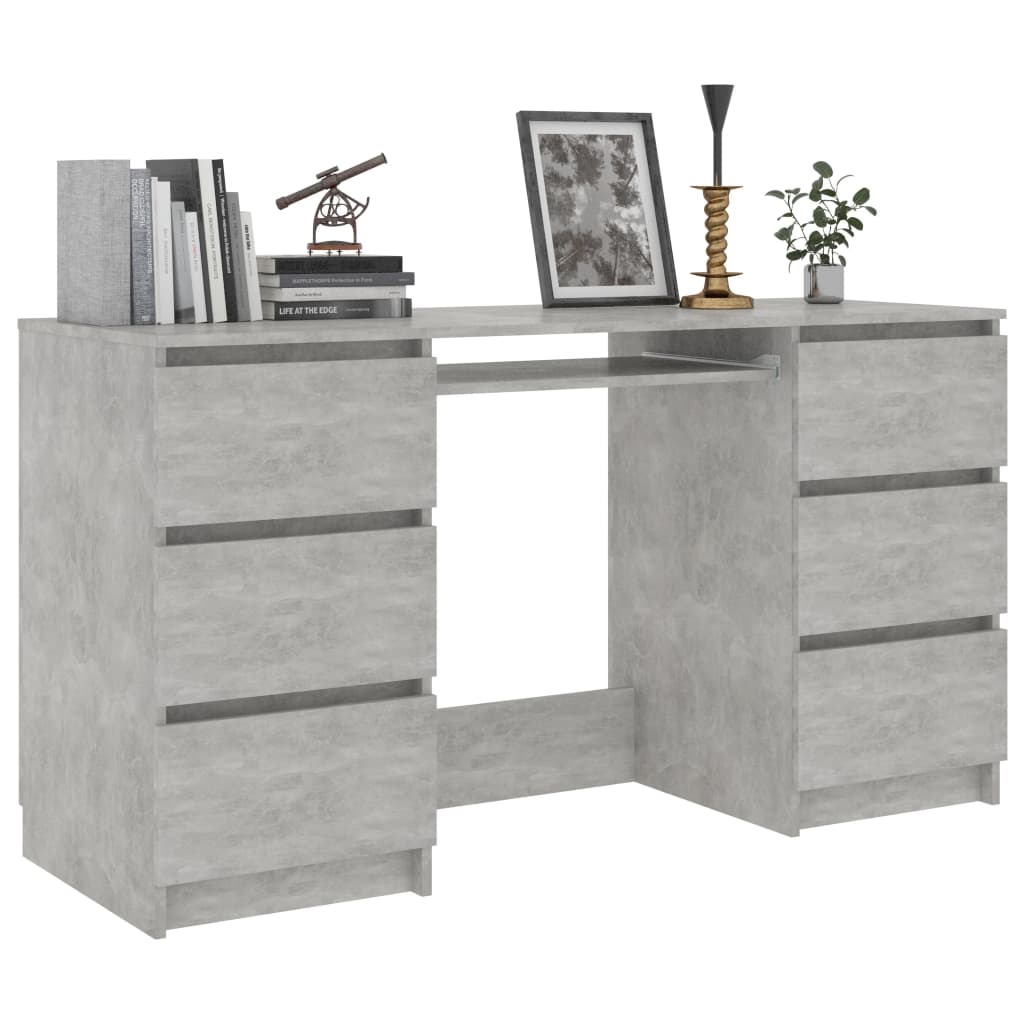 NNEVL Writing Desk Concrete Grey 140x50x77 cm Chipboard
