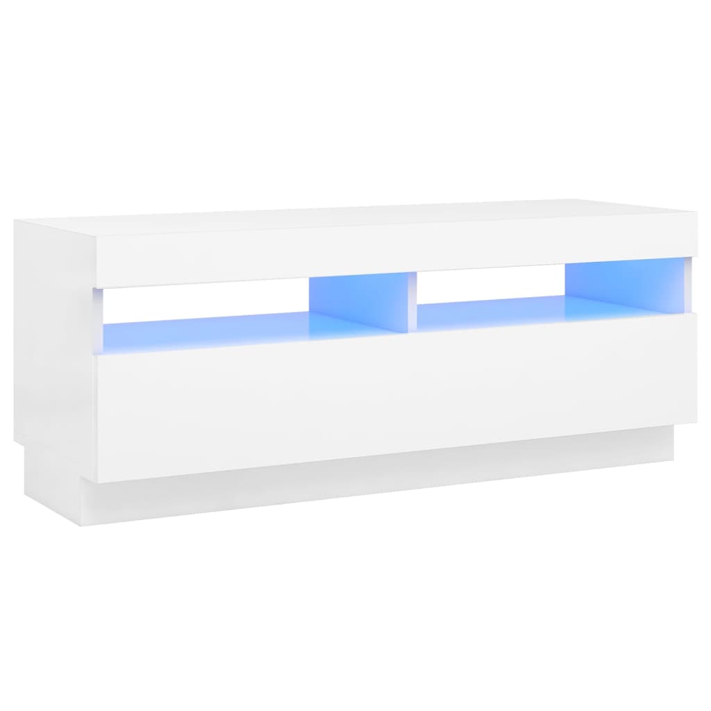 NNEVL TV Cabinet with LED Lights White 100x35x40 cm