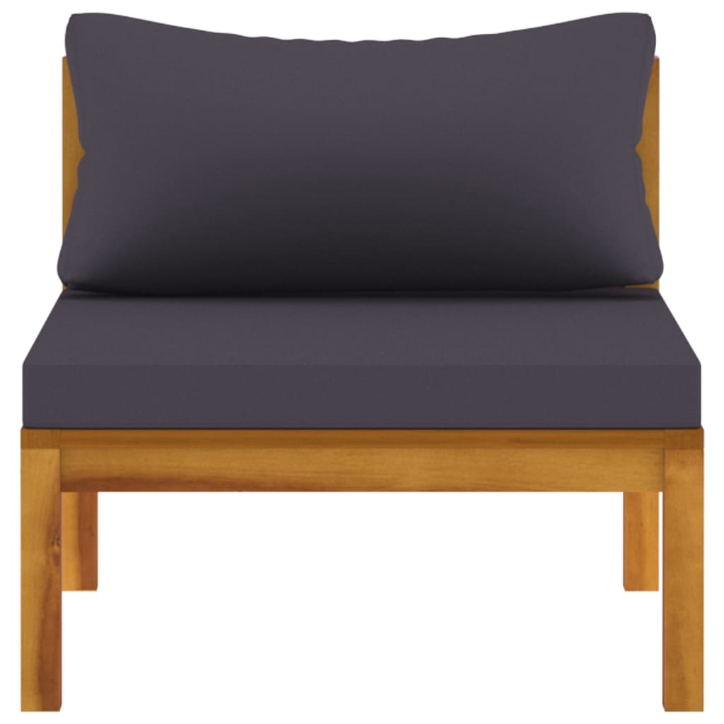NNEVL 2 Piece Sofa Set with Dark Grey Cushions Solid Acacia Wood