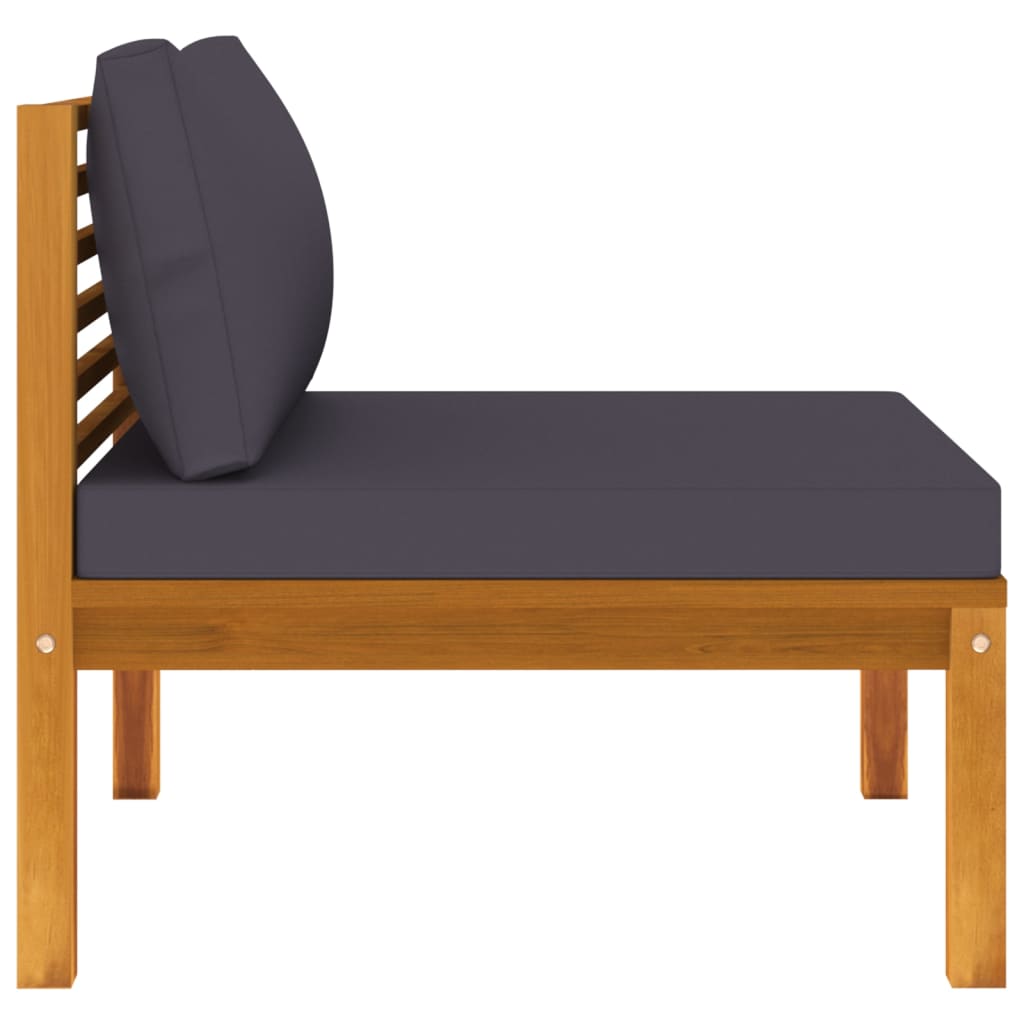 NNEVL 2 Piece Sofa Set with Dark Grey Cushions Solid Acacia Wood