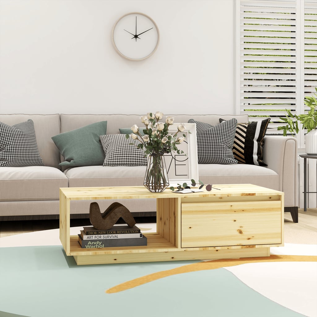 NNEVL Coffee Table 110x50x33.5 cm Solid Firwood
