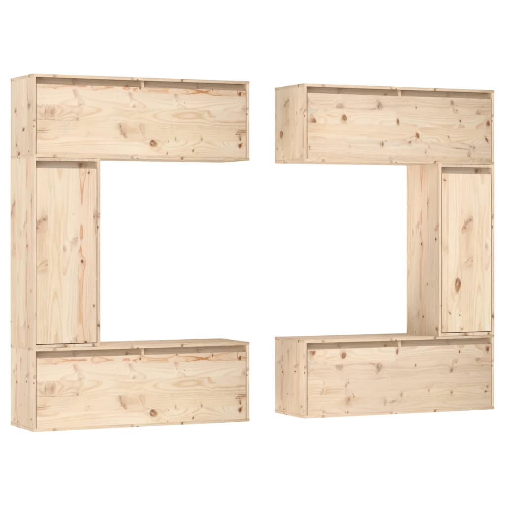NNEVL TV Cabinets 6 pcs Solid Wood Pine