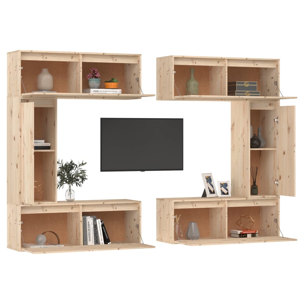 NNEVL TV Cabinets 6 pcs Solid Wood Pine