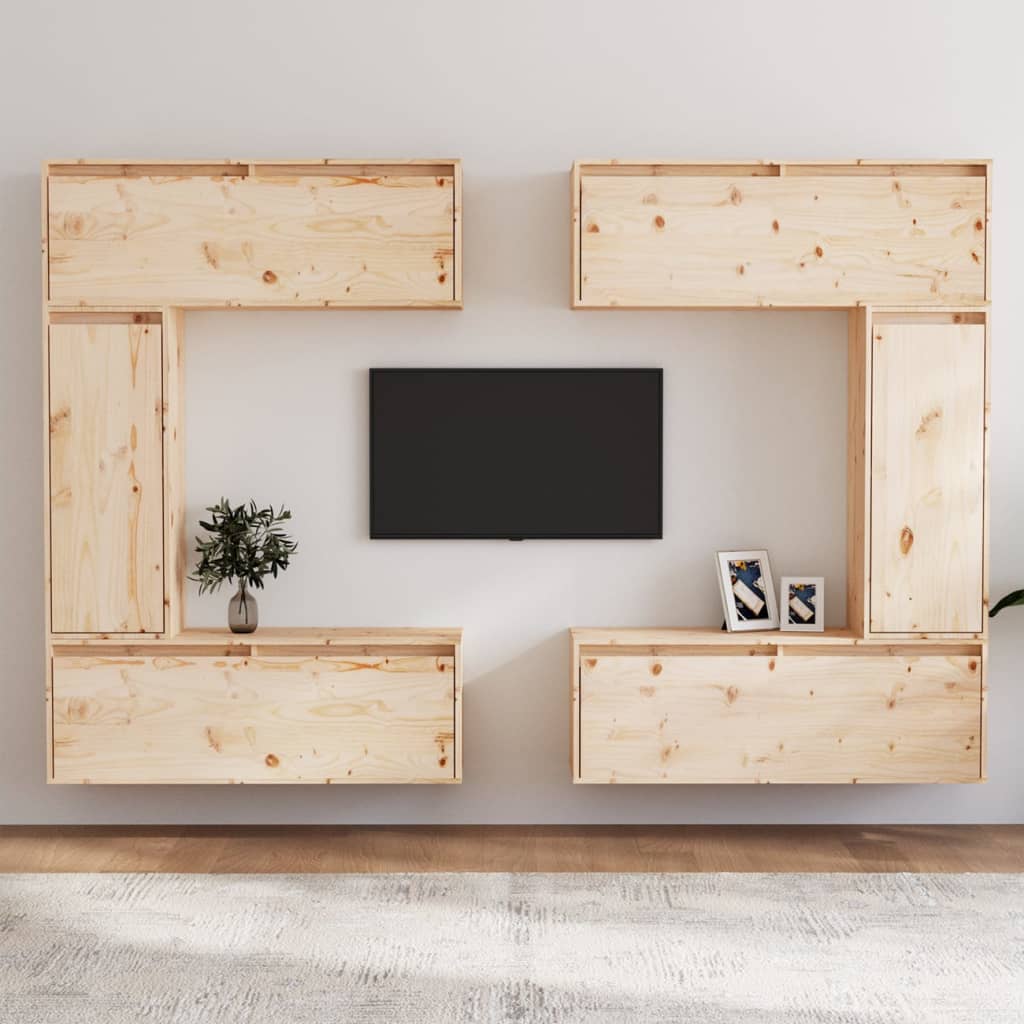 NNEVL TV Cabinets 6 pcs Solid Wood Pine