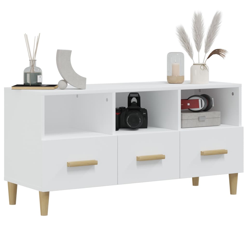 NNEVL TV Cabinet White 102x36x50 cm Engineered Wood