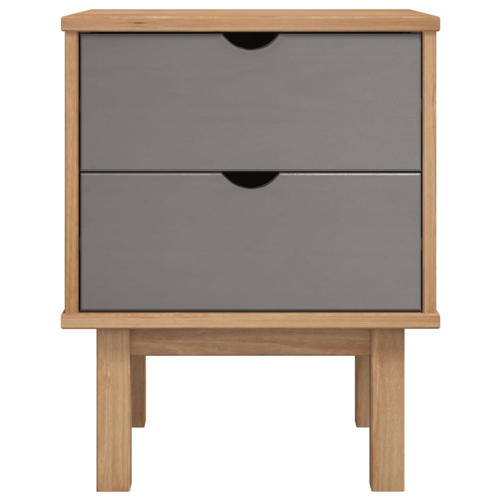 NNEVL Bedside Cabinet OTTA Brown&Grey 45x39x57 cm Solid Wood Pine