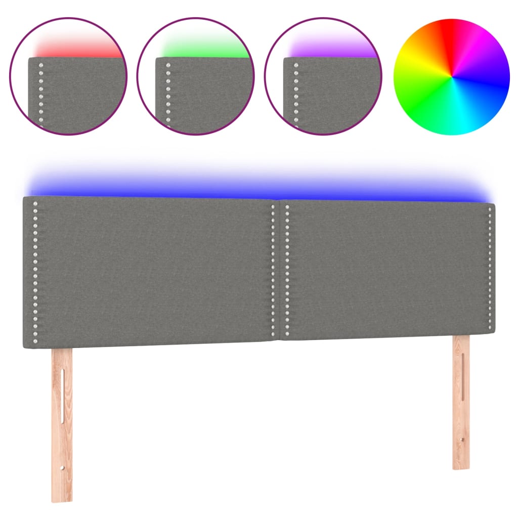 NNEVL LED Headboard Dark Grey 144x5x78/88 cm Fabric