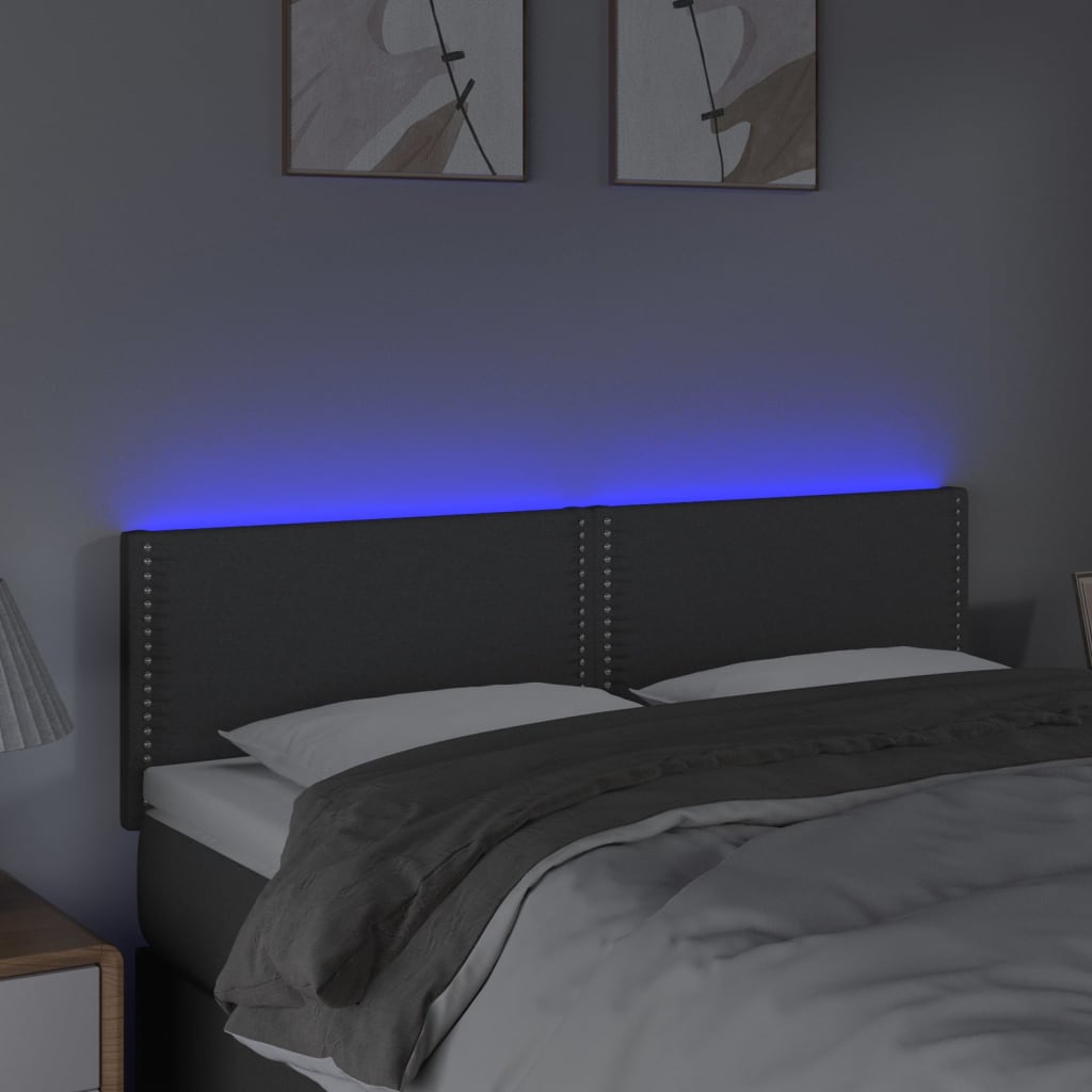 NNEVL LED Headboard Dark Grey 144x5x78/88 cm Fabric