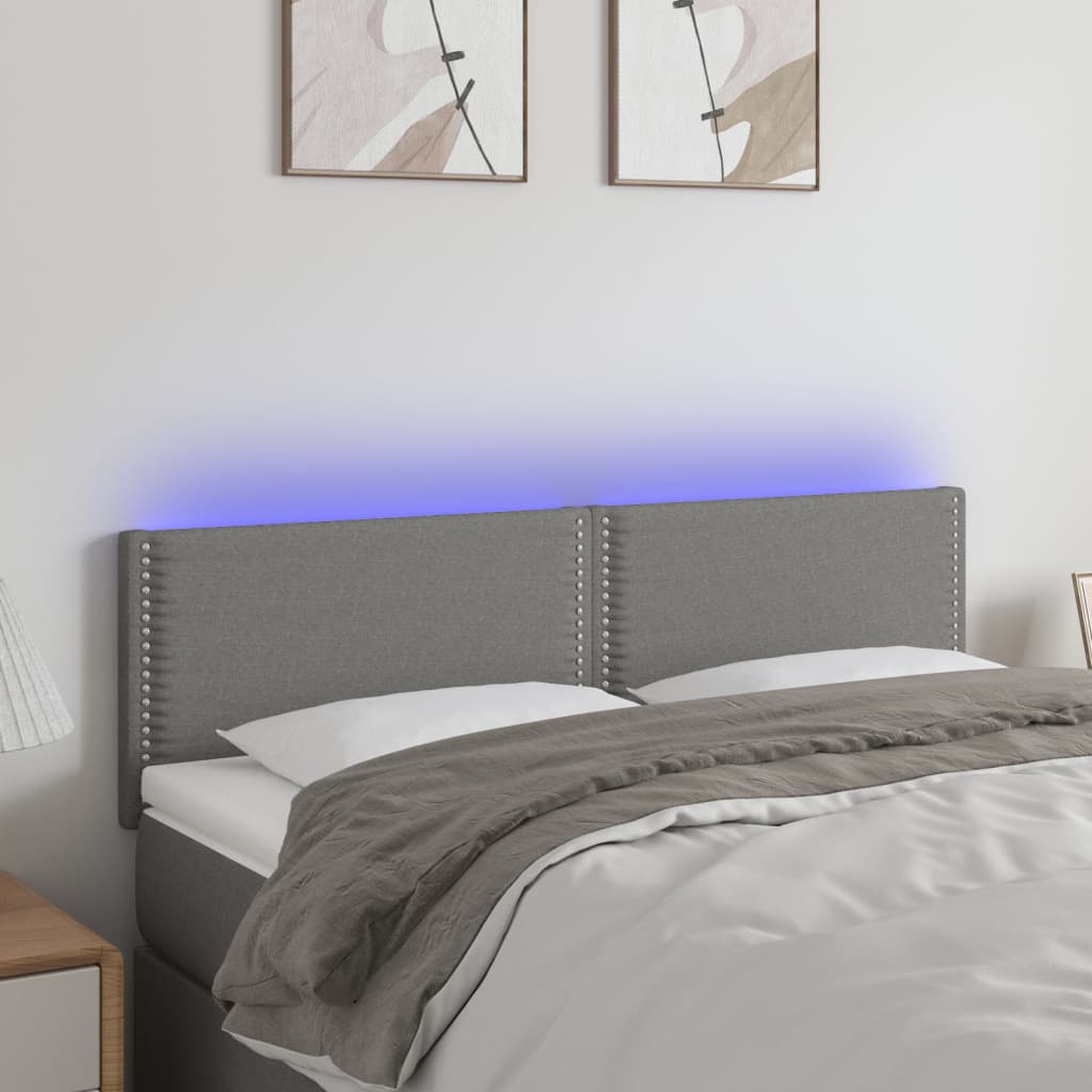 NNEVL LED Headboard Dark Grey 144x5x78/88 cm Fabric