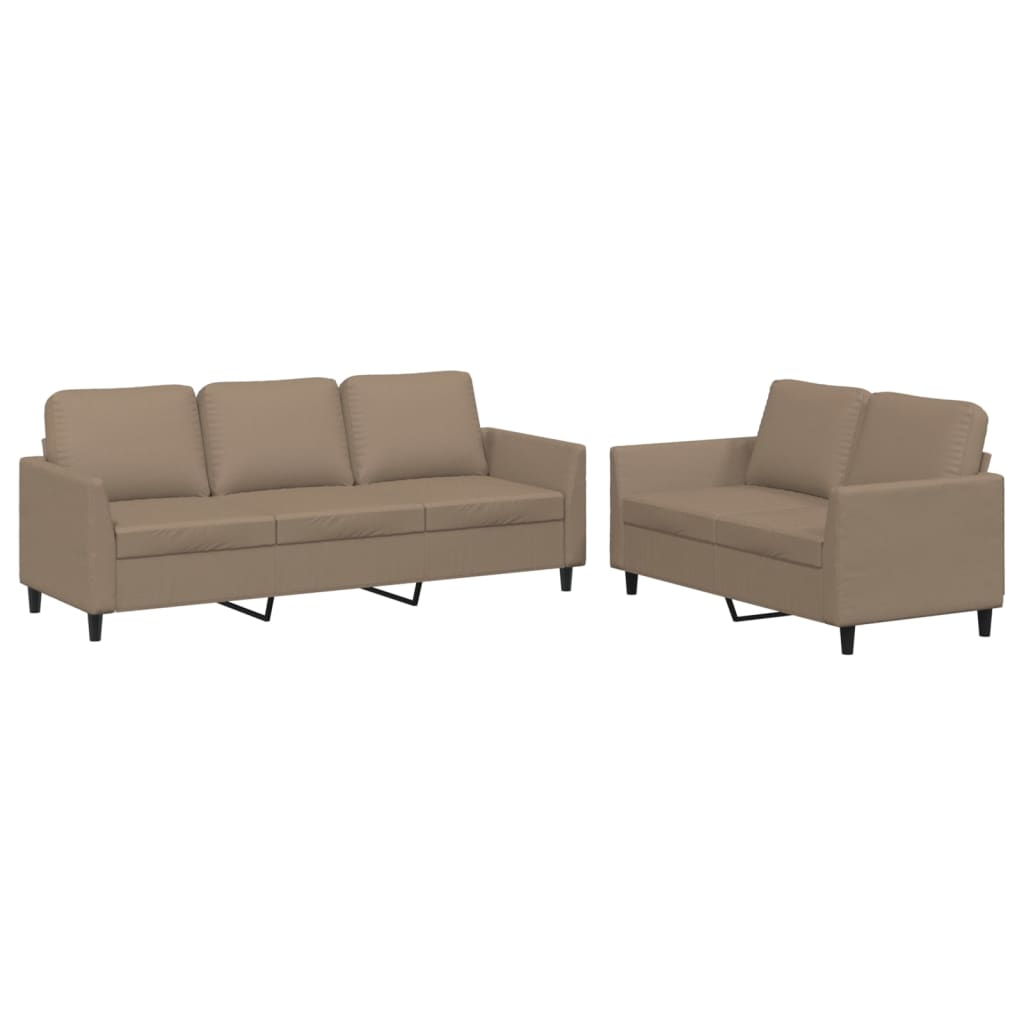 NNEVL 2 Piece Sofa Set with Cushions Cappuccino Faux Leather