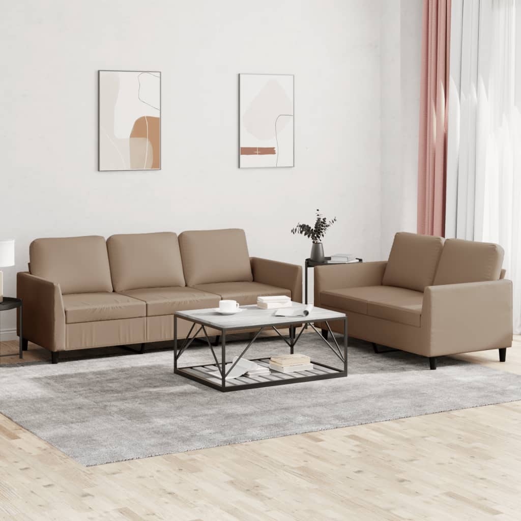 NNEVL 2 Piece Sofa Set with Cushions Cappuccino Faux Leather