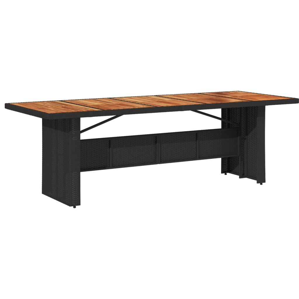 NNEVL Garden Table with Acacia Wood Top Black 240x90x75 cm Poly Rattan