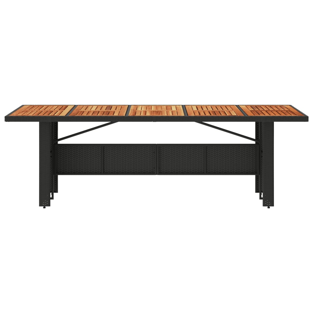 NNEVL Garden Table with Acacia Wood Top Black 240x90x75 cm Poly Rattan