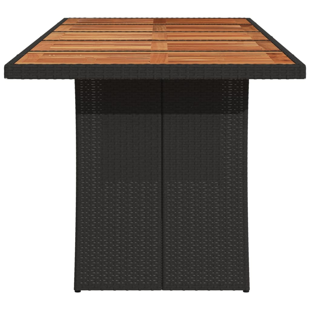 NNEVL Garden Table with Acacia Wood Top Black 240x90x75 cm Poly Rattan