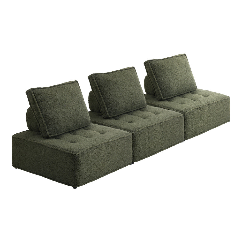 NNEED 3PCS Modular Sofa Lounge Chair Armless Sherpa Green