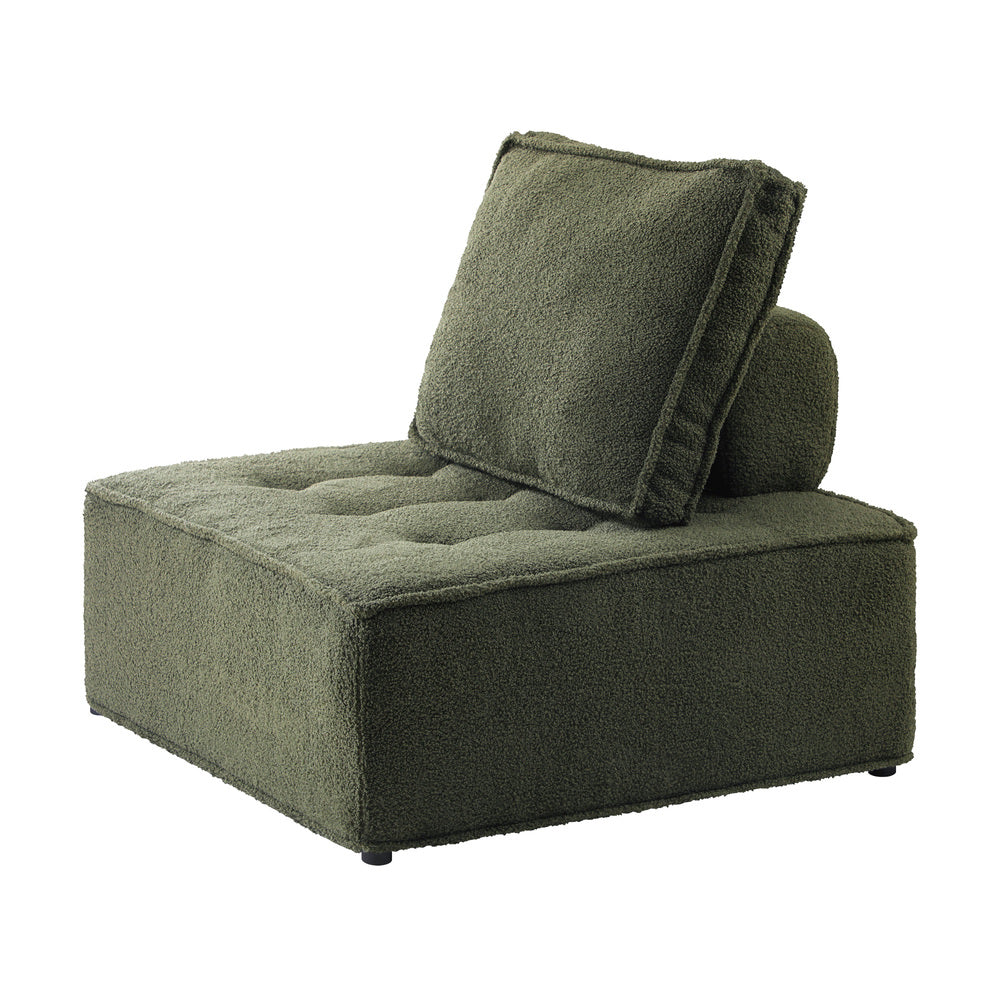 NNEED 3PCS Modular Sofa Lounge Chair Armless Sherpa Green