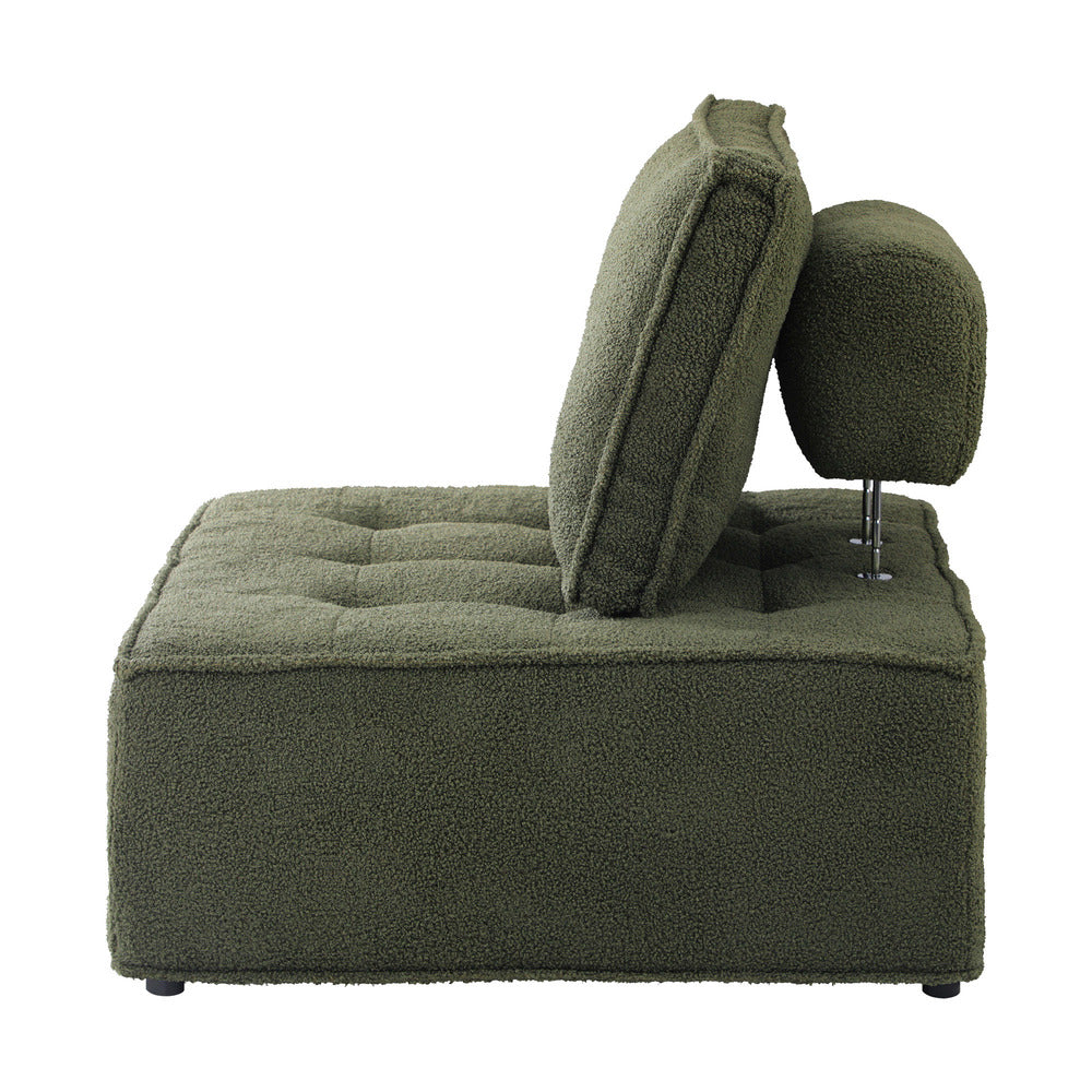 NNEED 3PCS Modular Sofa Lounge Chair Armless Sherpa Green