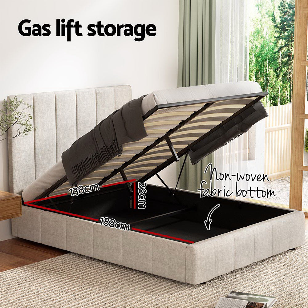 NNEDSZ Artiss Bed Frame Double Size Beige TETTE
