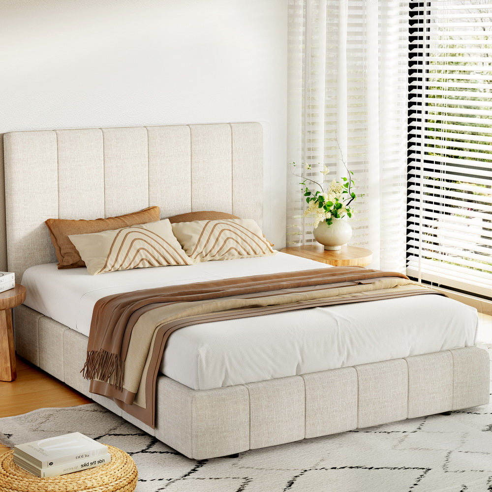 NNEDSZ Artiss Bed Frame Double Size Beige TETTE