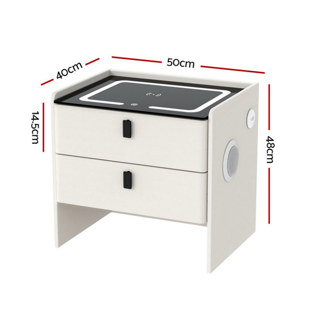 NNEDSZ Artiss Smart Bedside Table Wireless Charging - BESS White
