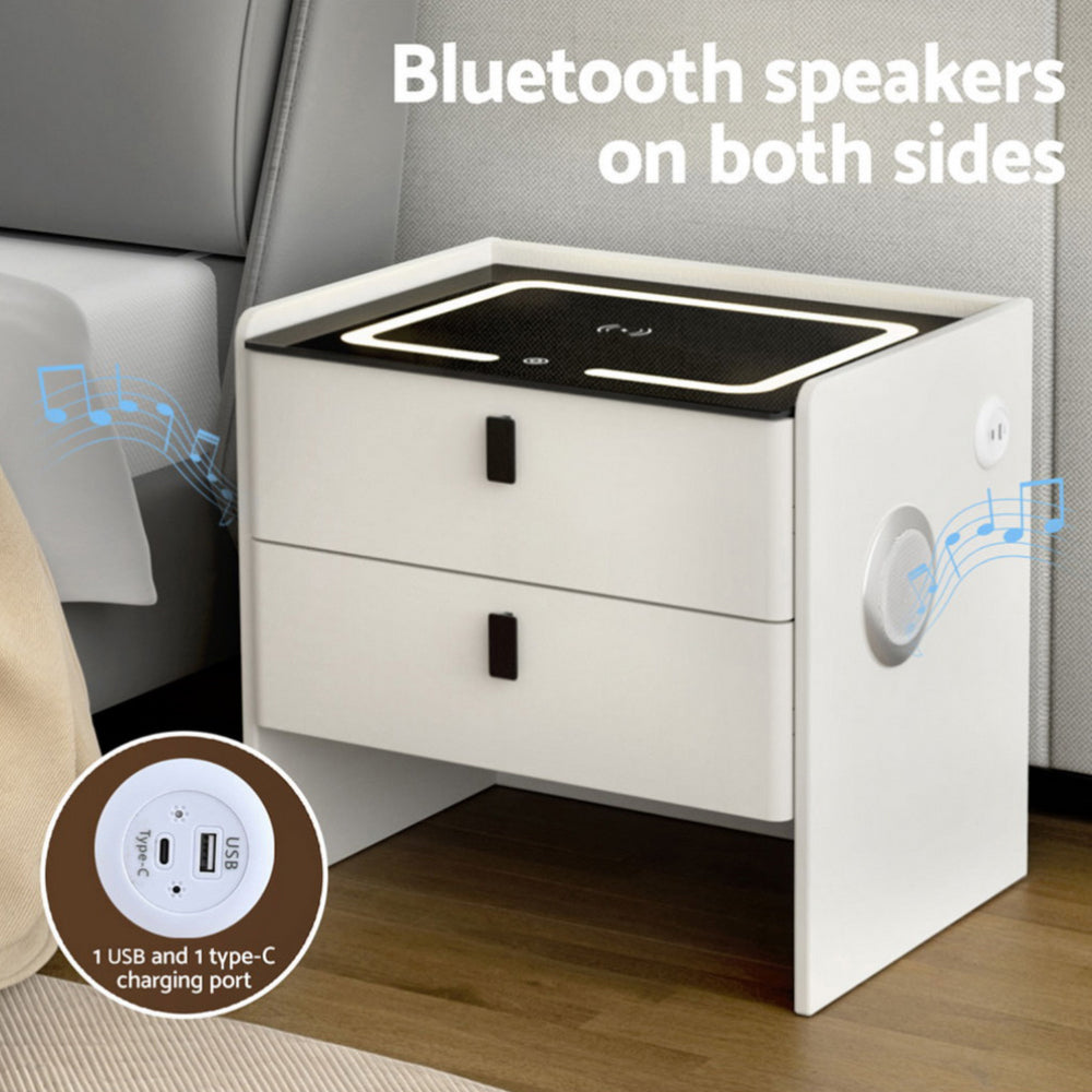 NNEDSZ Artiss Smart Bedside Table Wireless Charging - BESS White