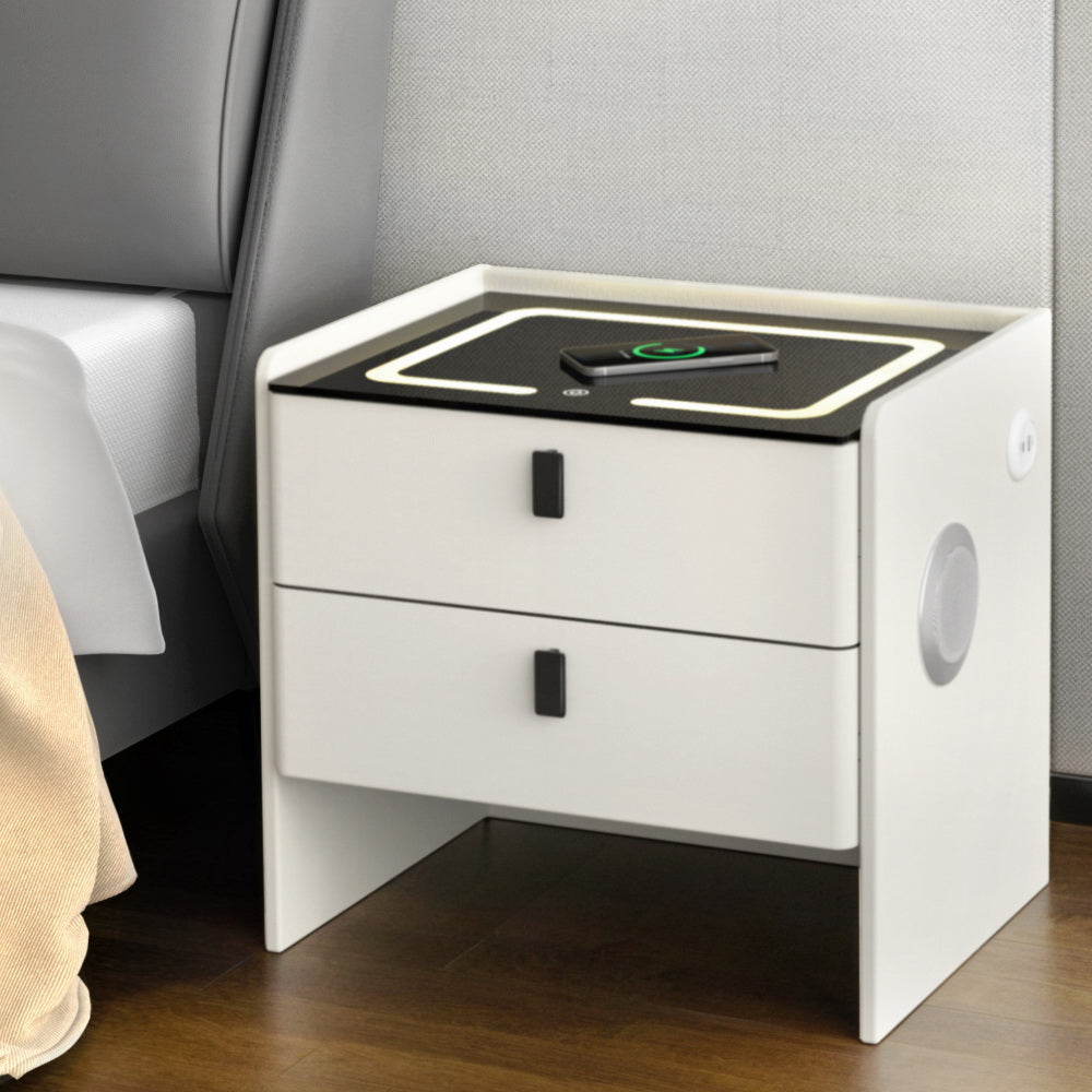 NNEDSZ Artiss Smart Bedside Table Wireless Charging - BESS White