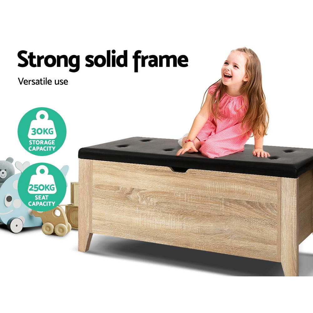 NNEDSZ Storage Ottoman Blanket Box Leather Bench Foot Stool Chest Toy Oak Couch