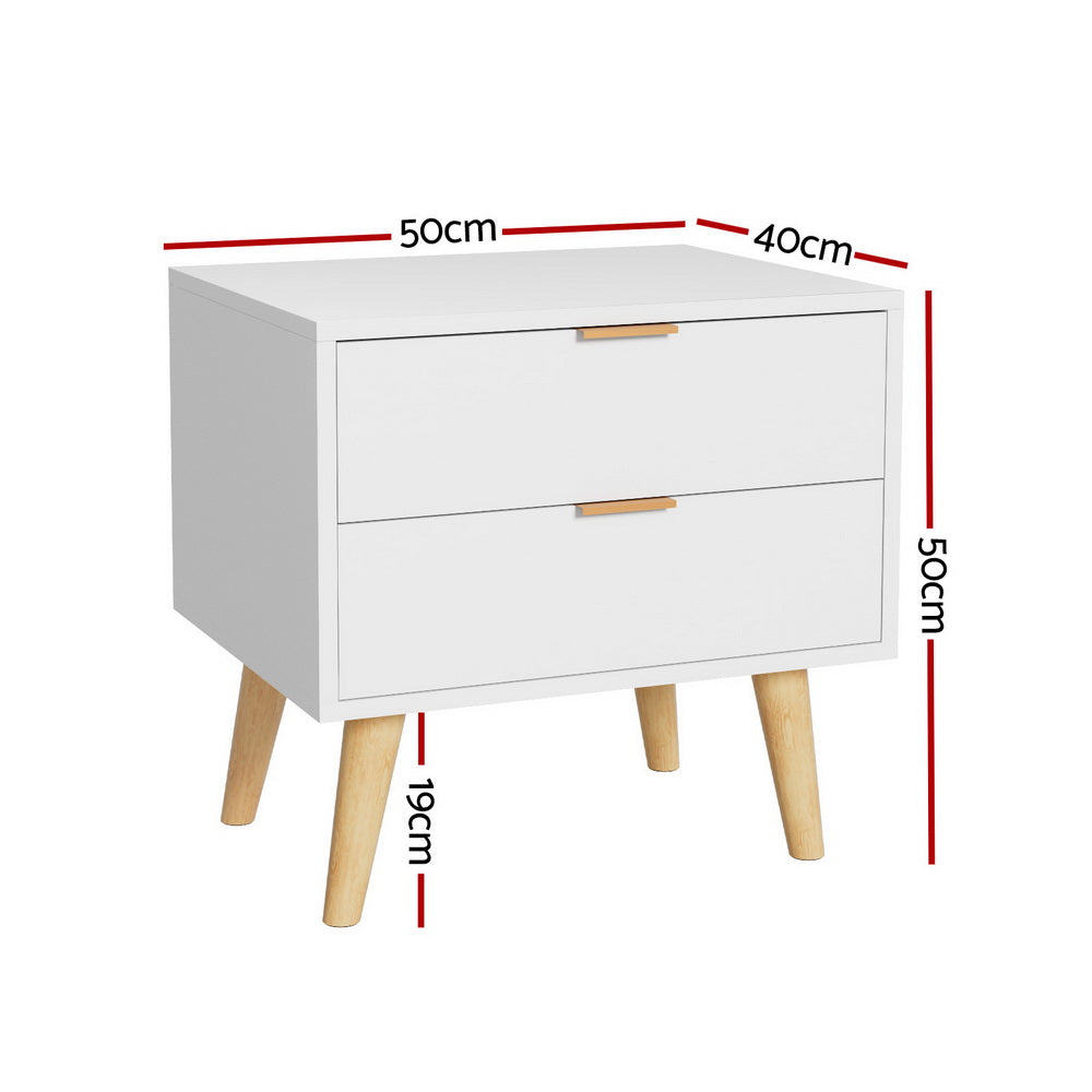 NNEDSZ Artiss Bedside Table 2 Drawers - White
