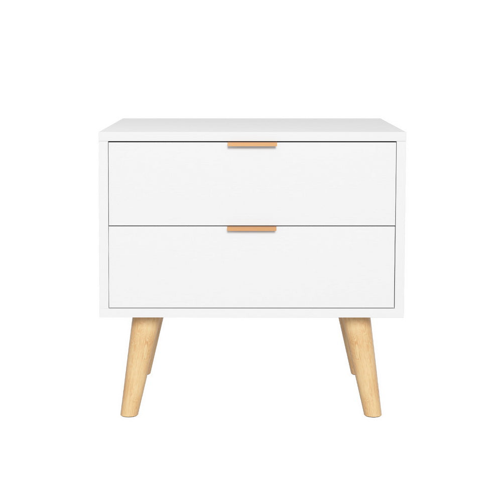 NNEDSZ Artiss Bedside Table 2 Drawers - White