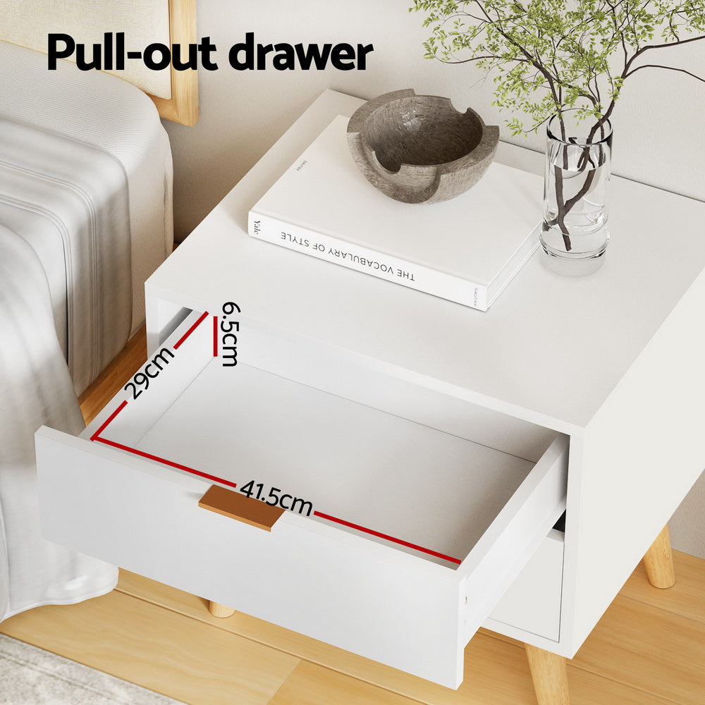NNEDSZ Artiss Bedside Table 2 Drawers - White