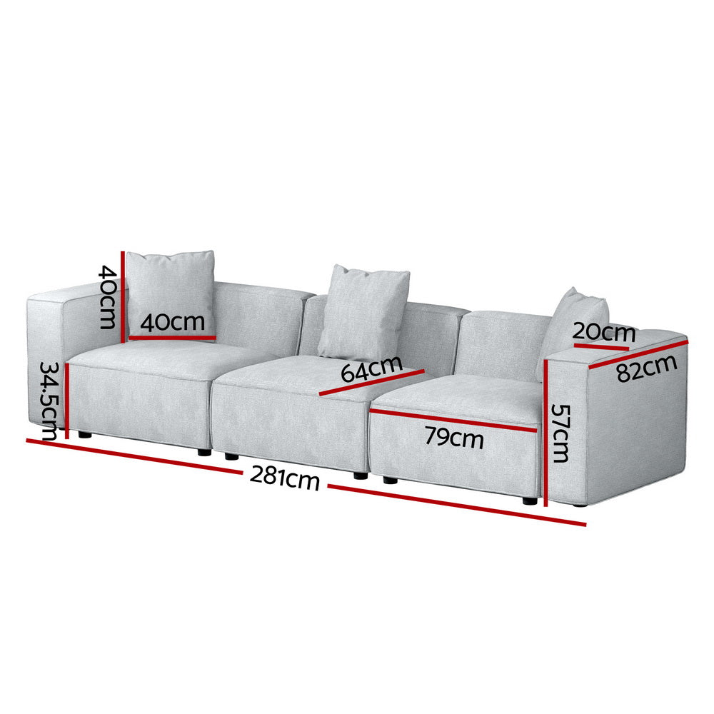 NNEDSZ Modular Sofa Chaise Set 3-Seater Grey