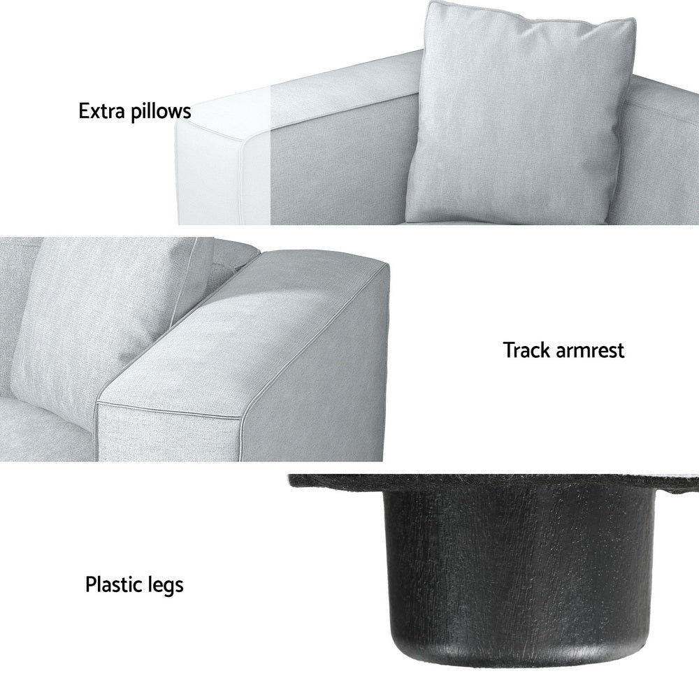 NNEDSZ Modular Sofa Chaise Set 3-Seater Grey