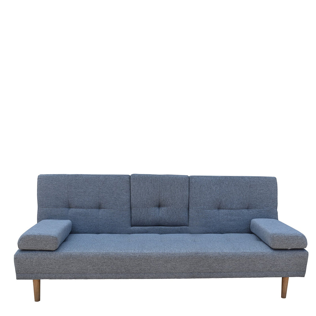 NNEDSZ  Decor Mendoza 2 in 1 Sofa Bed Couch Grey Pull Down Cupholder 3 Seats Futon