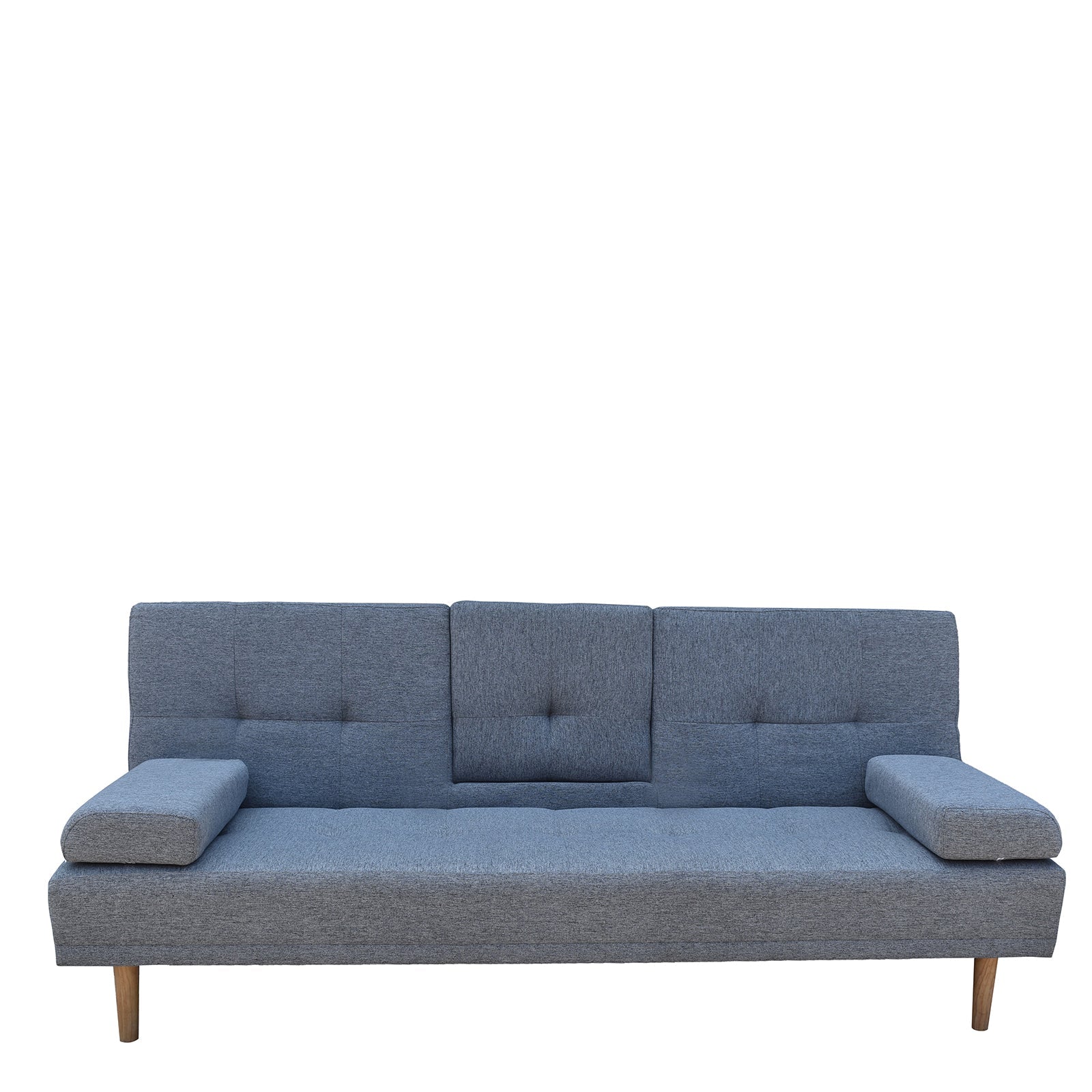 NNEDSZ  Decor Mendoza 2 in 1 Sofa Bed Couch Grey Pull Down Cupholder 3 Seats Futon