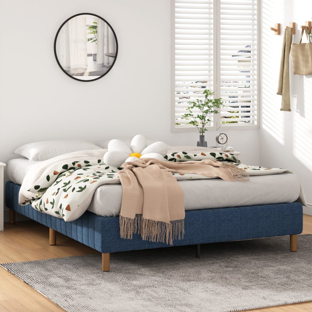 NNEDSZ Metal Bed Frame Mattress Foundation Blue – Single