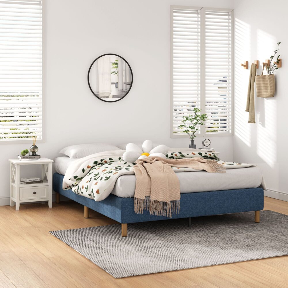 NNEDSZ Metal Bed Frame Mattress Foundation Blue – Single